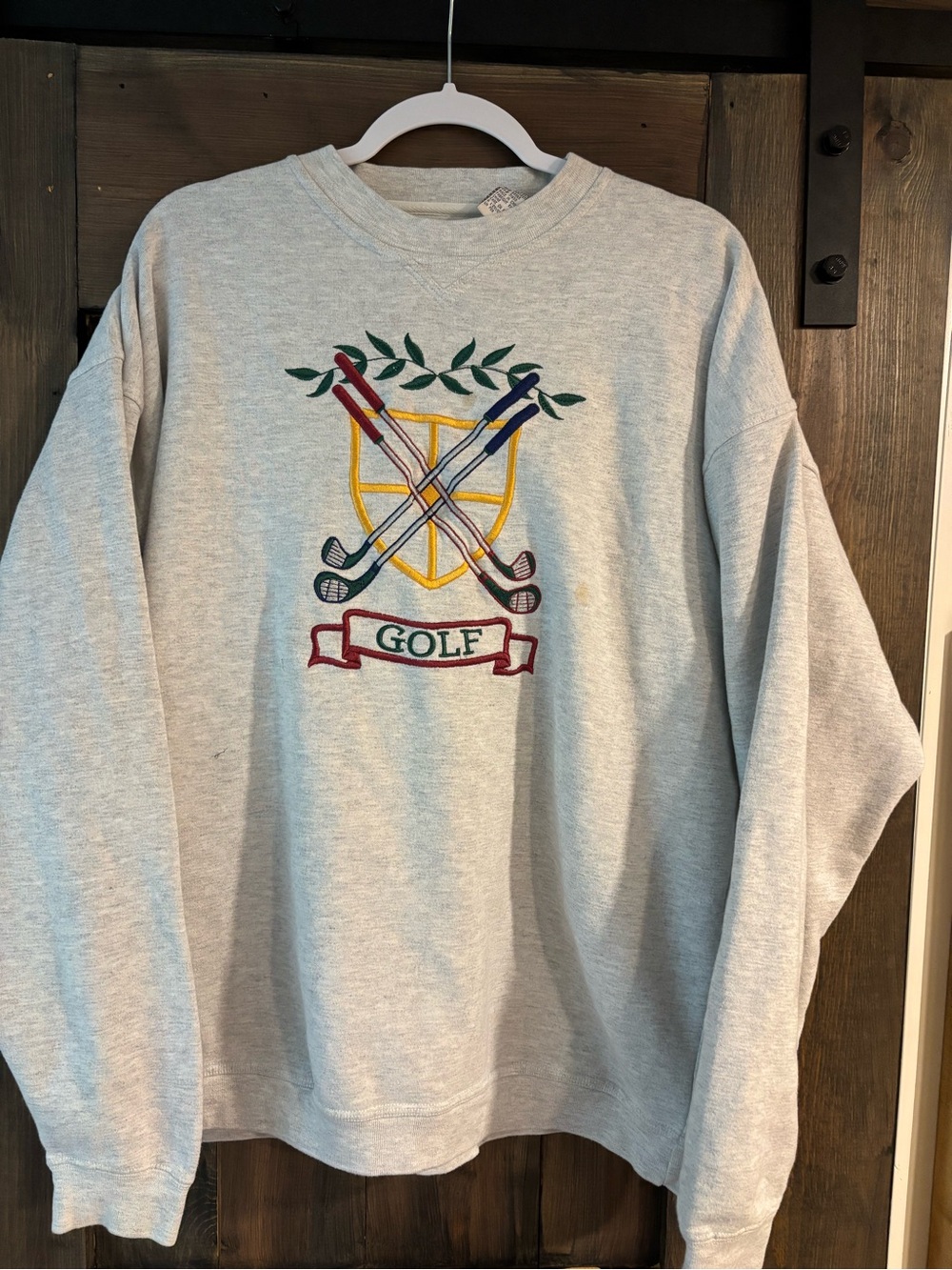 Light Gray Crewneck Golf Embroidered Sweatshirt